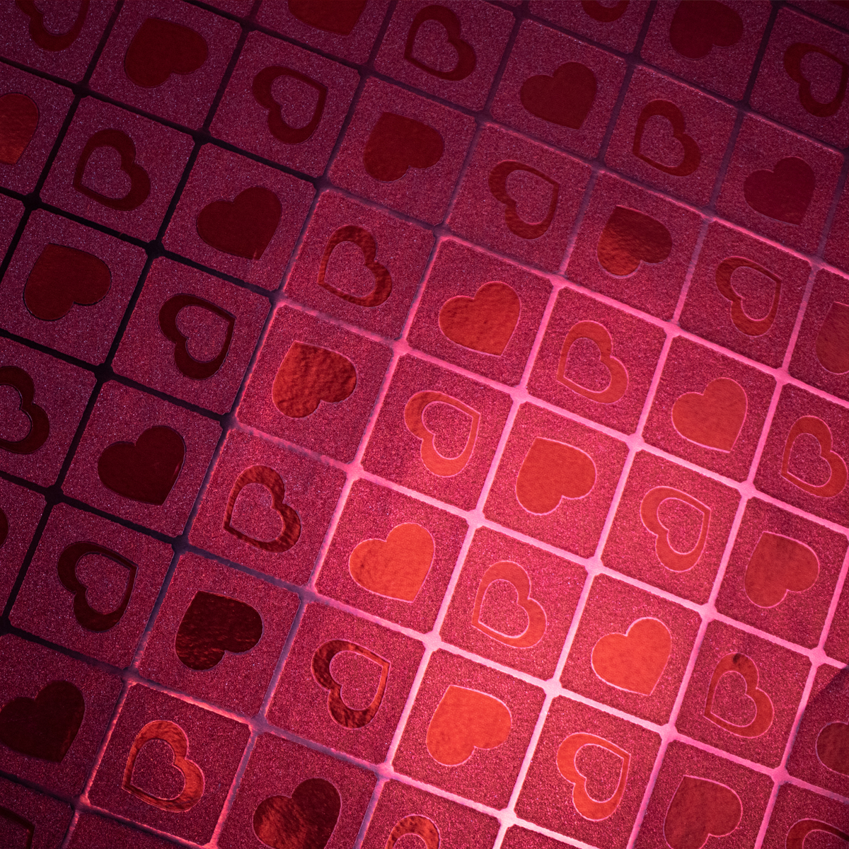 Papel de regalo 3D con diseño de mosaicos con corazones