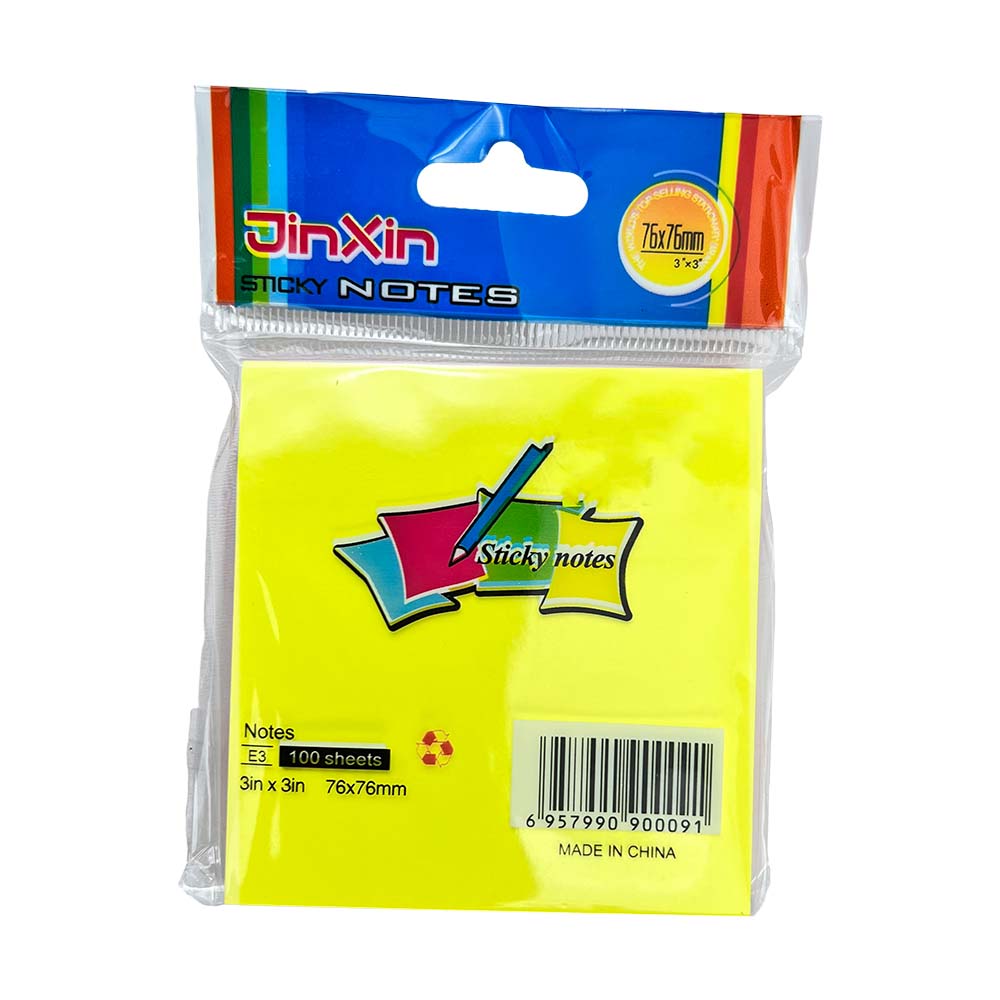 Block de 100 Notas Adhesivas / Post It Cuadrado 76x76 mm Multicolor - E3 - JinXin