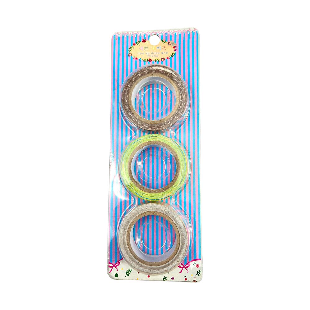 Set de 3 Washi Tape de Tela (Cinta Adhesiva con diseño) XQN003