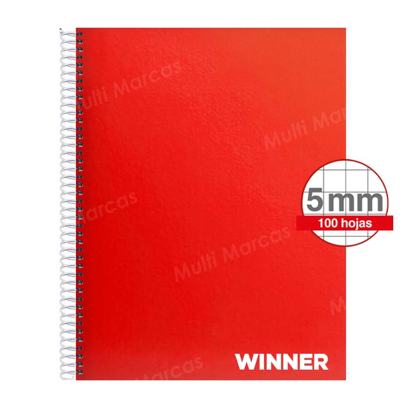 Cuaderno Espiral Winner Tamaño Carta Color Pleno de 100 Hojas