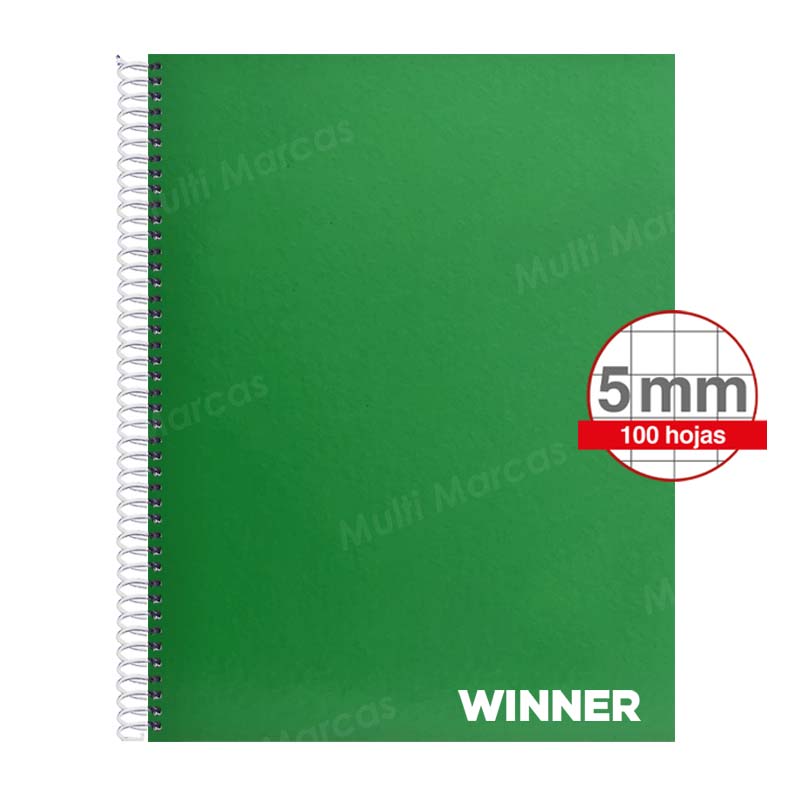 Cuaderno Espiral Winner Tamaño Carta Color Pleno de 100 Hojas