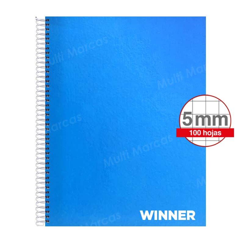 Cuaderno Espiral Winner Tamaño Carta Color Pleno de 100 Hojas