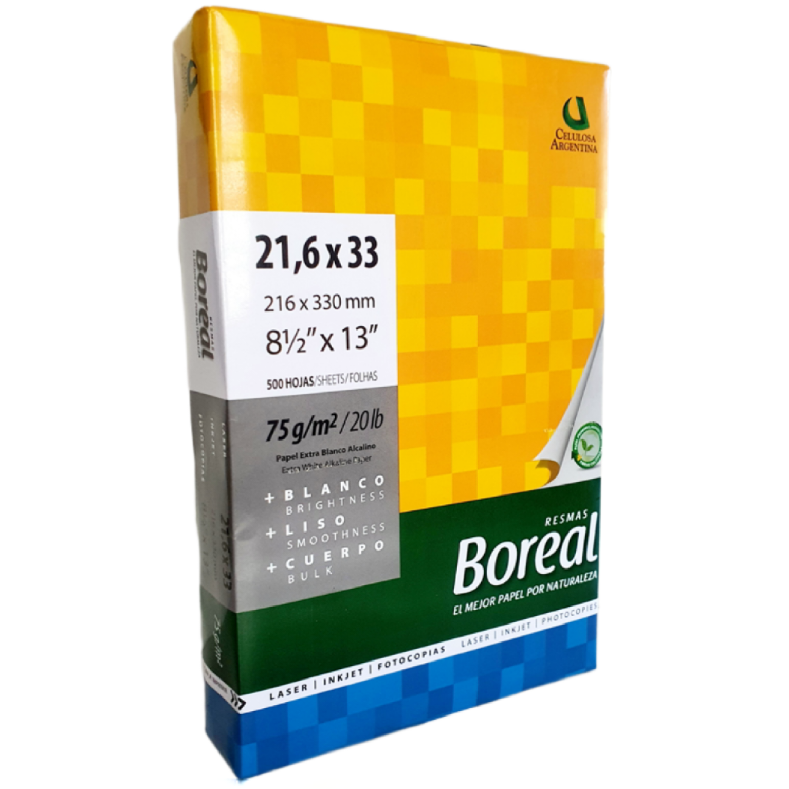 Paquete de 500 Hojas de Papel Bond Tamaño Oficio, 75  g/m² - Boreal