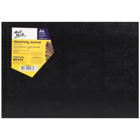 Cuaderno de dibujo / Bocetos / Sketchbook / Sketching Journal Croc Finish Signature Mont Marte 150 g/m² A4 (Horizontal) 100 páginas MSB0047