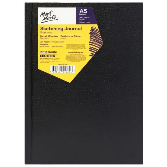 Cuaderno de dibujo / Bocetos / Sketchbook Sketching Journal Croc Finish Signature Mont Marte 150 g/m² A5 Retrato (Vertical) 100 páginas MSB0048