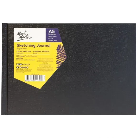 Cuaderno de dibujo / Bocetos / Sketchbook Sketching Journal Croc Finish Signature Mont Marte 150 g/m² A5 (Horizontal) 100 páginas MSB0049