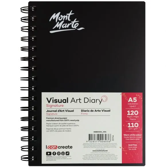 Diario de Arte Visual / Bocetos / Sketchbook Mont Marte Signature 110 g/m² Tamaño A5 120 páginas MSB0004