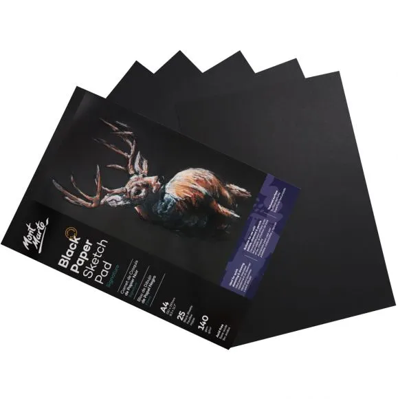 Block de dibujo de papel negro Mont Marte Signature 140 g/m² Tamaño A4 25 hojas MSB0060