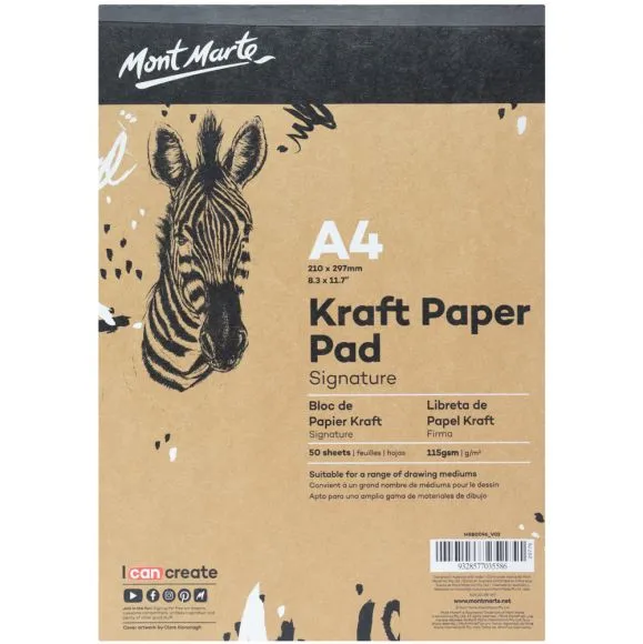 Block de Papel Kraft Signature Mont Marte Tamaño A4 50 Hojas MSB0096