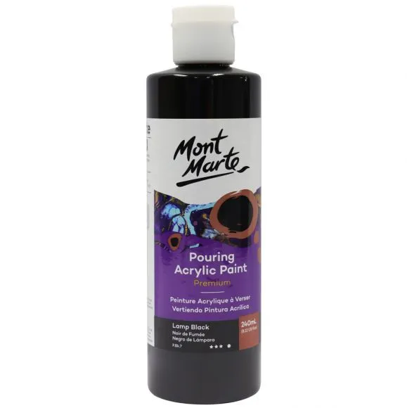 Pintura Acrílica Vertida Premium en Bote 240ml (8.12oz) - Color Negro Lámpara - PMPP0022 - Mont Marte