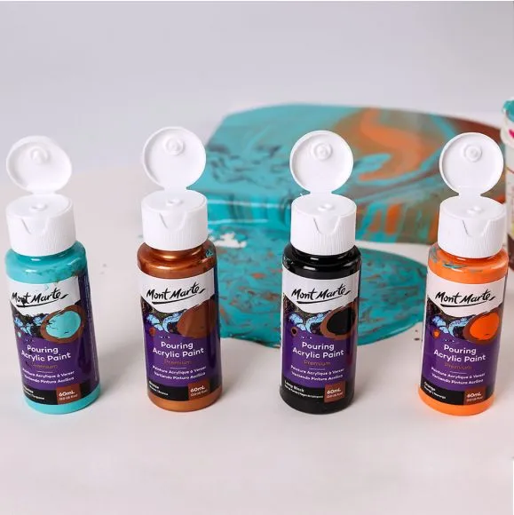 Juego de Pintura Acrílica Vertida Premium Mont Marte 4 Piezas x 60ml (2oz) - Symphony PMPP4201