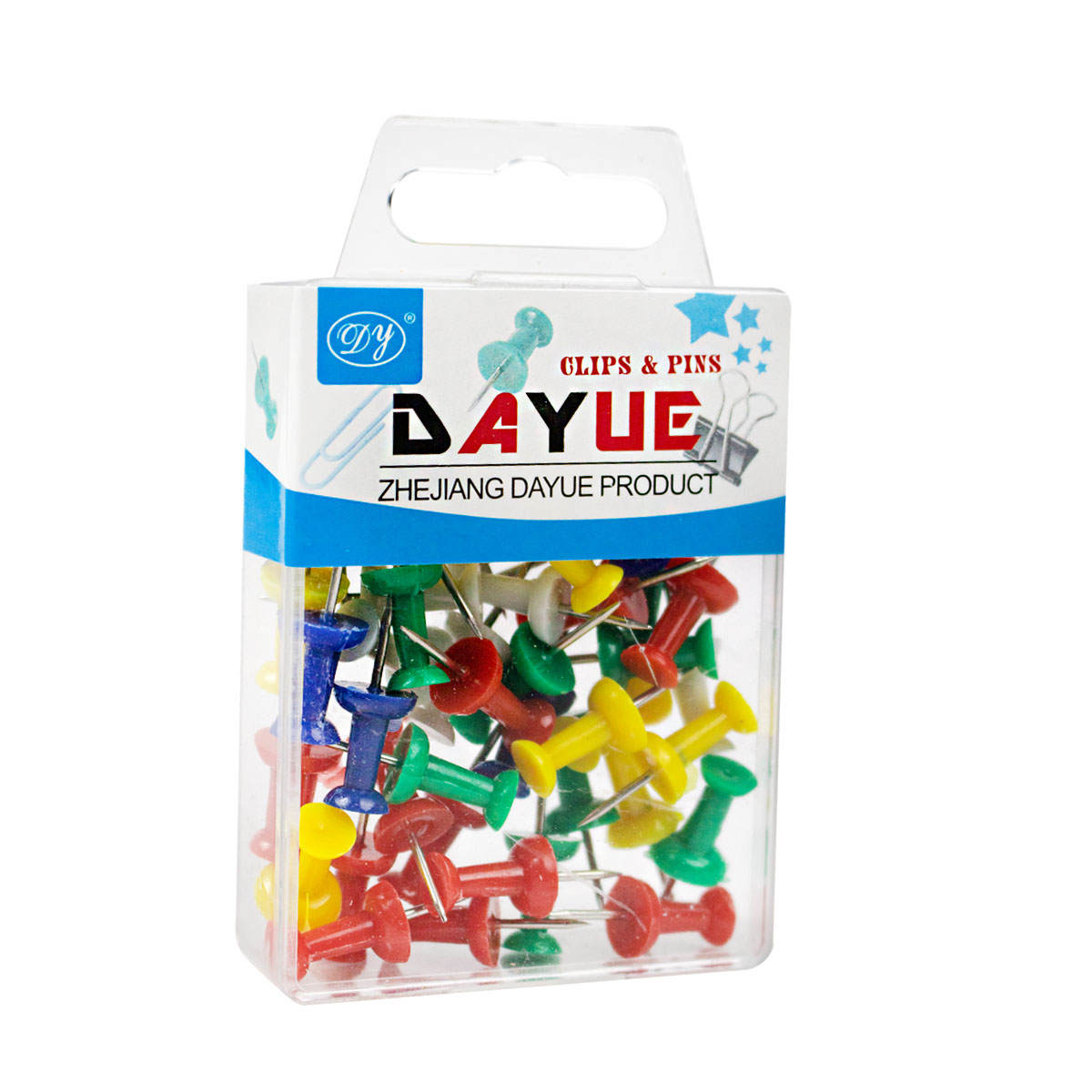 Push Pins en Estuche con Cabezas Plásticas de Diferentes Colores