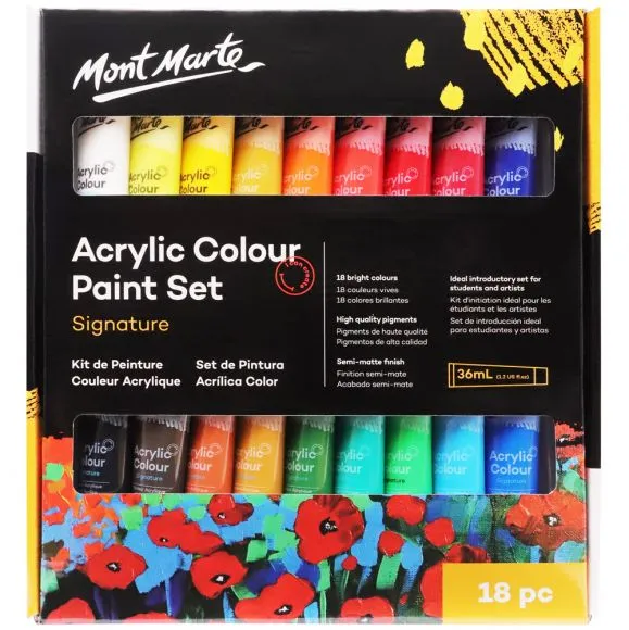 Set Pintura Acrílica Mont Marte Signature de 18 Tubos de 36 ml. (1,2 onzas líquidas estadounidenses) MSCH1836