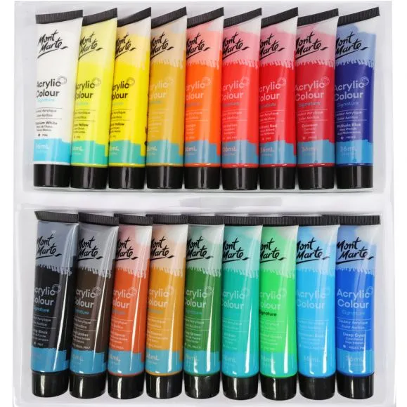 Set Pintura Acrílica Mont Marte Signature de 18 Tubos de 36 ml. (1,2 onzas líquidas estadounidenses) MSCH1836
