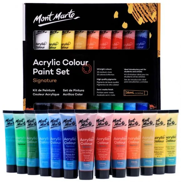 Set Pintura Acrílica Mont Marte Signature de 18 Tubos de 36 ml. (1,2 onzas líquidas estadounidenses) MSCH1836