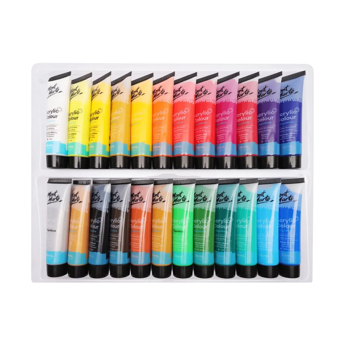 Set Pintura Acrílica Mont Marte Signature de 24 Tubos de 36 ml. (1,2 onzas líquidas estadounidenses) MSCH2436