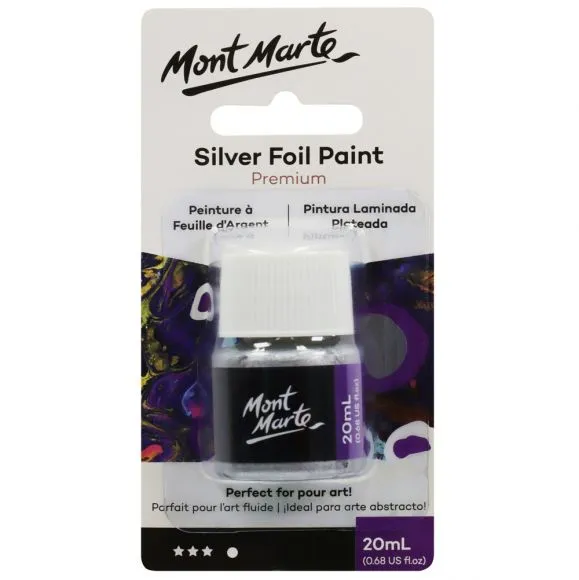 Pintura de lámina plateada Premium Mont Marte 20ml (0.68oz) PMPP2001