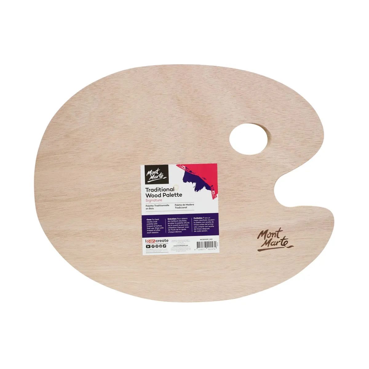 Paleta de Madera Tradicional Signature 30 x 38 cm (11,8 x 14,9 pulg.) Mont Marte MCG0009