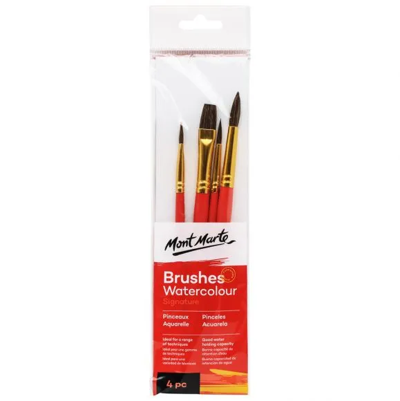 Set de 4 Pinceles Para Acuarela Signature Mont Marte BMHS0028