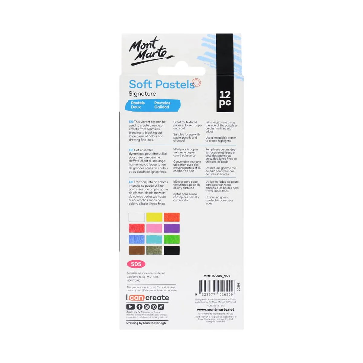 Set de Pasteles Suaves de 12 Colores Signature Mont Marte MMPT0004