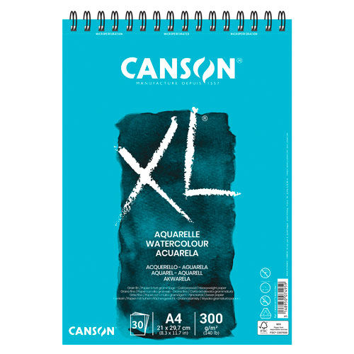 Block de Papel para Acuarela CANSON XL® Aquarelle con 30 Hojas de 300 g/m² Tamaño A4