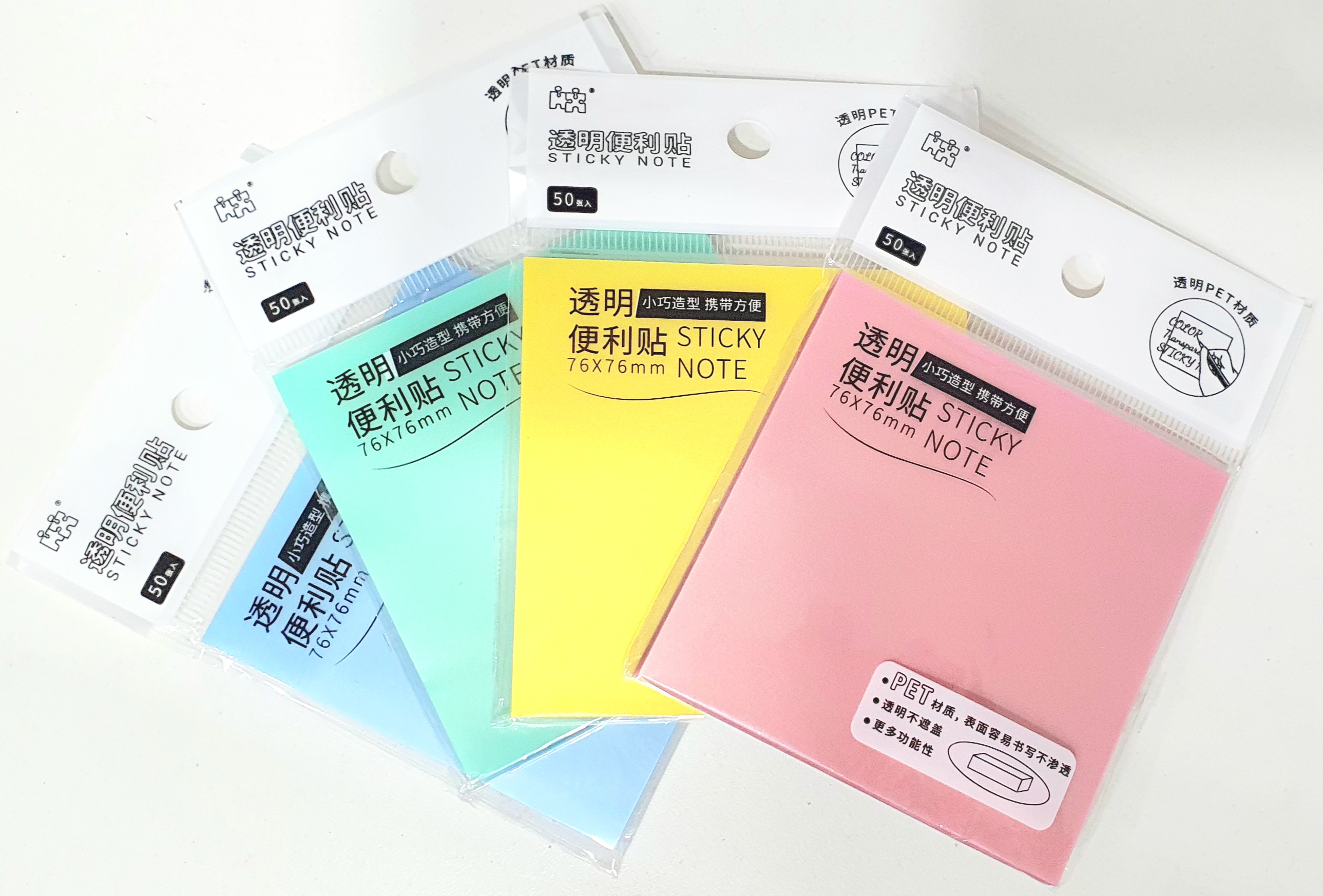 Post It de Colores Pasteles Transparentes 76mm x76 mm. - 7676