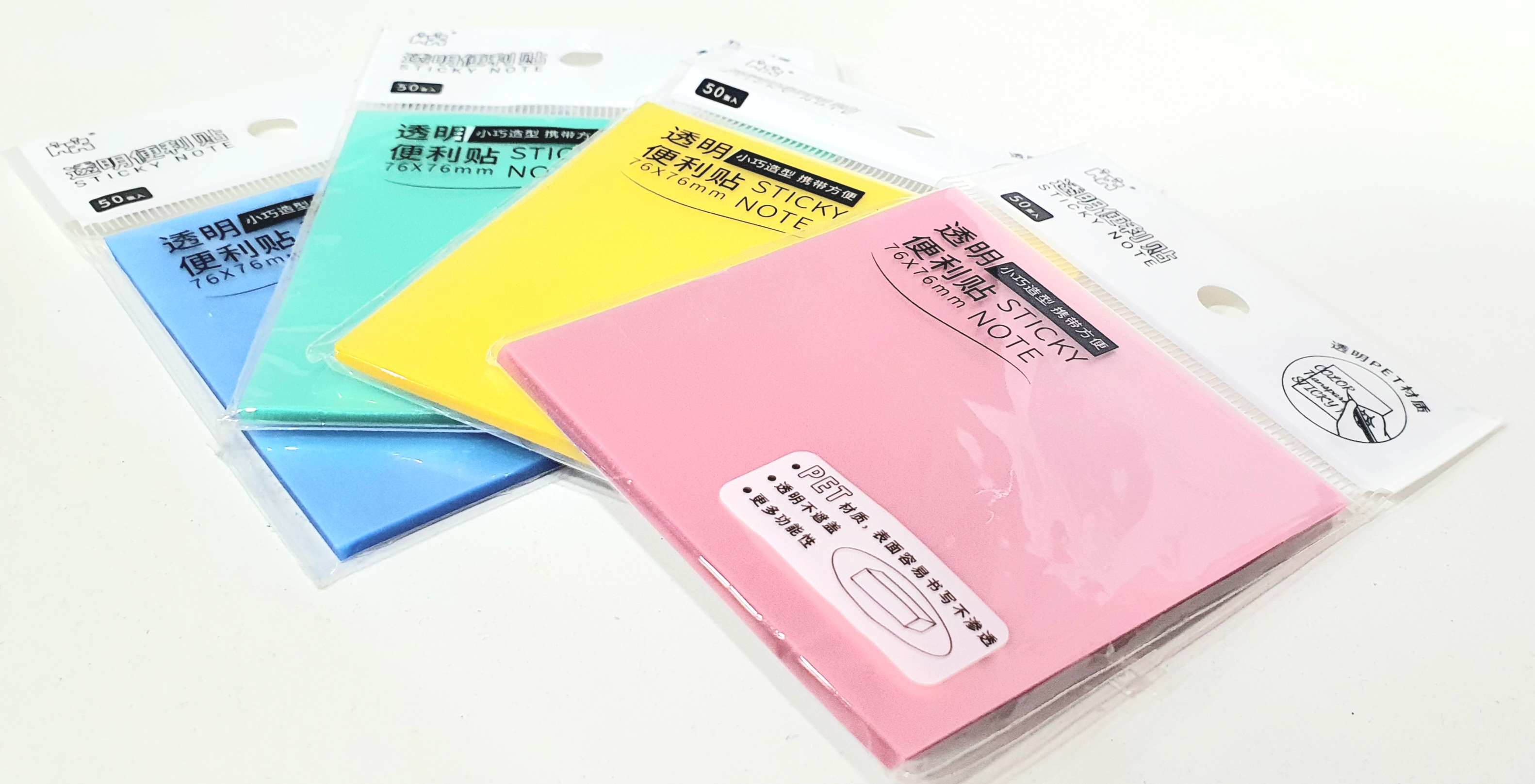 Post It de Colores Pasteles Transparentes 76mm x76 mm. - 7676