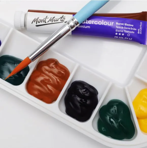 Paleta Hermética de Plástico Premium para Acuarelas 18 Ranuras - Mont Marte - MAPL0008