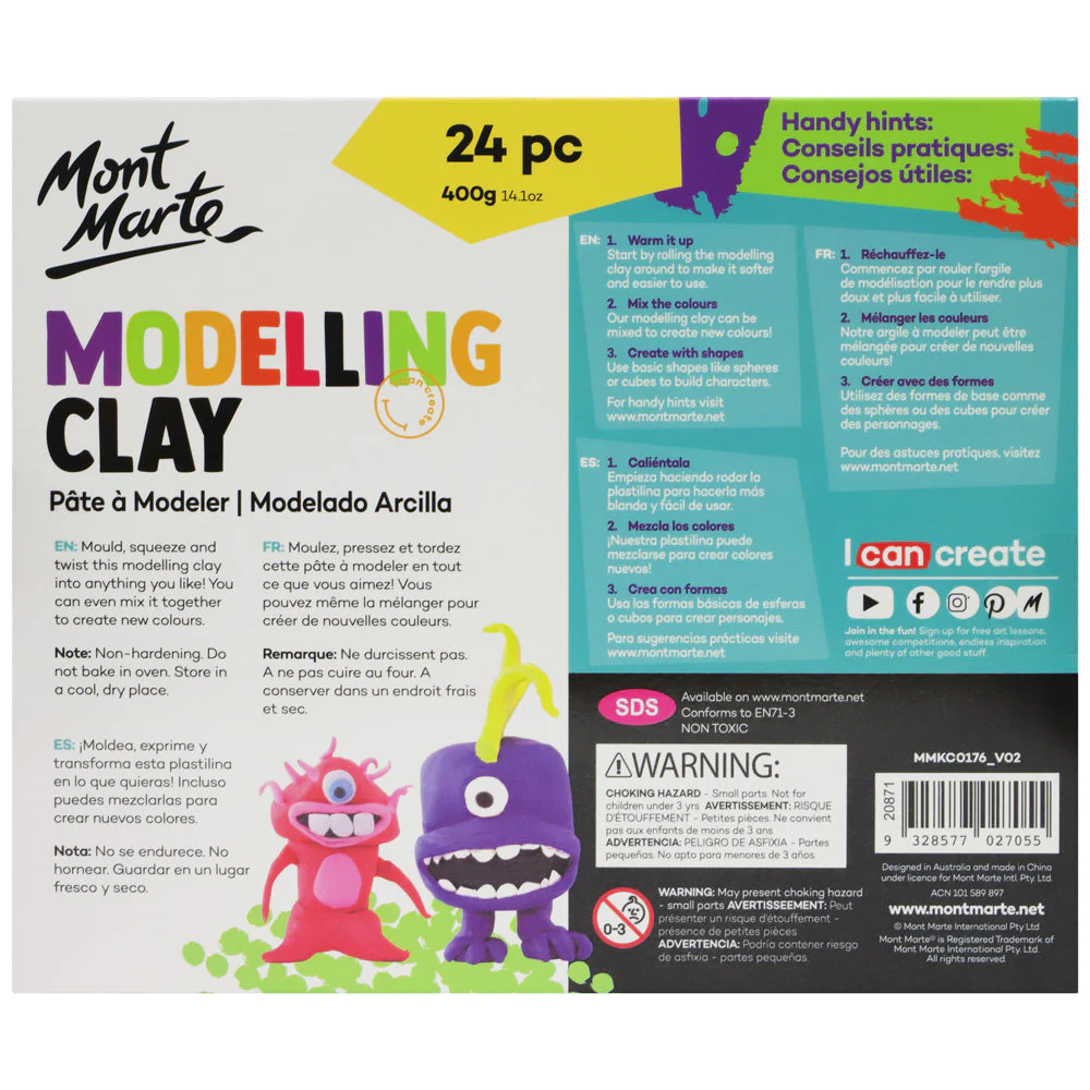 Set de Plastilina Infantil 24 Colores Mont Marte  MMKC0176