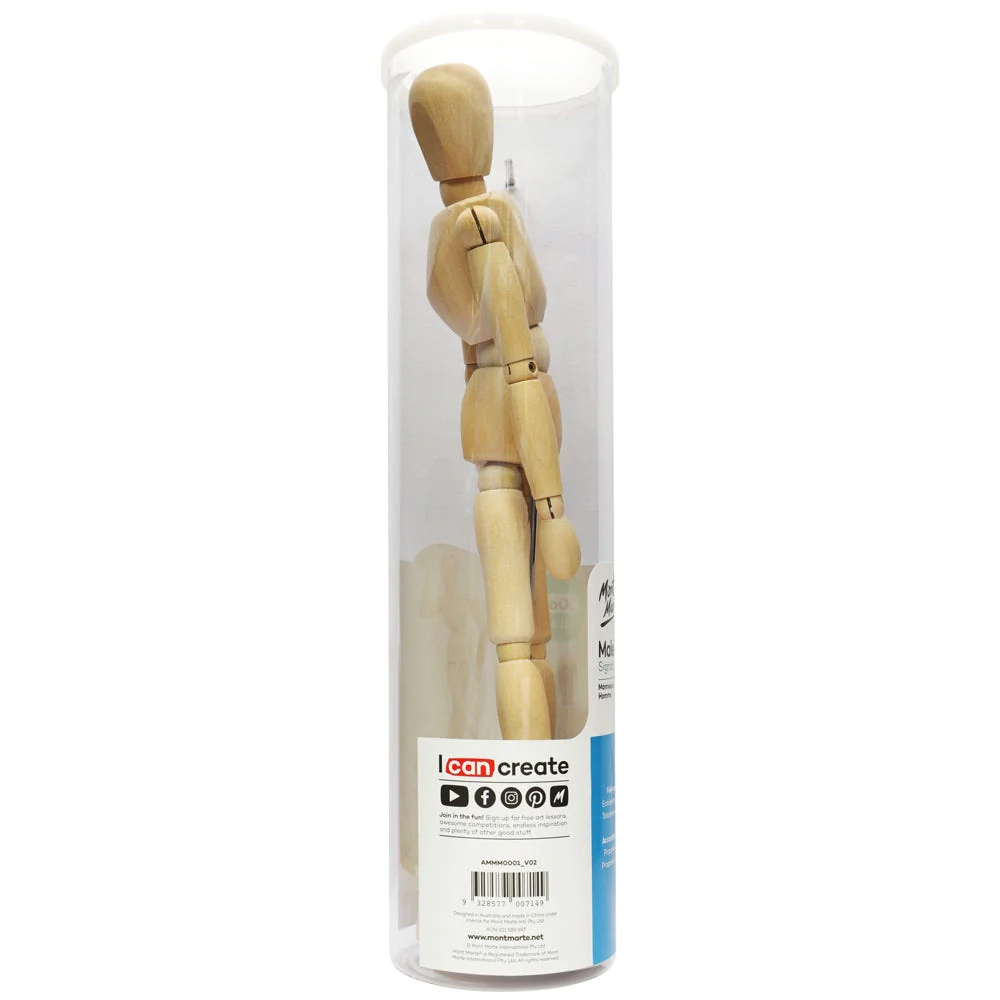 Maniquí Masculino Articulado de Madera 30 Cm. 11.8 Inch. Signature Mont Marte AMMM0001