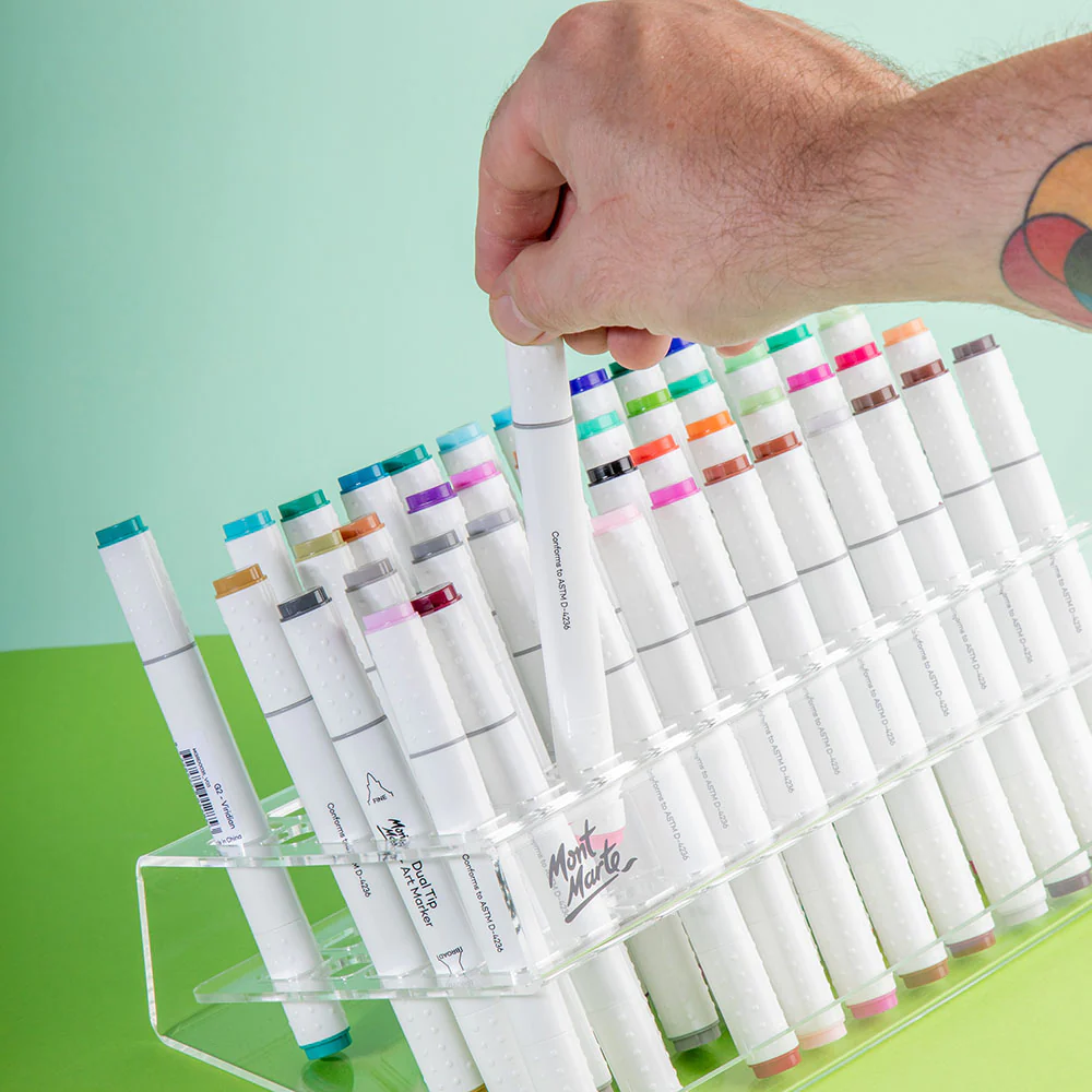 Organizador Acrílico Premium para Marcadores de 60 Compartimentos - Mont Marte - MAXX0054