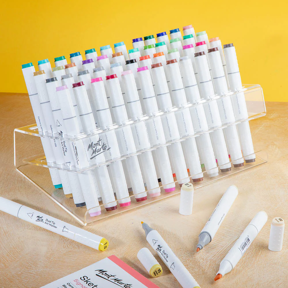 Organizador Acrílico Premium para Marcadores de 60 Compartimentos - Mont Marte - MAXX0054