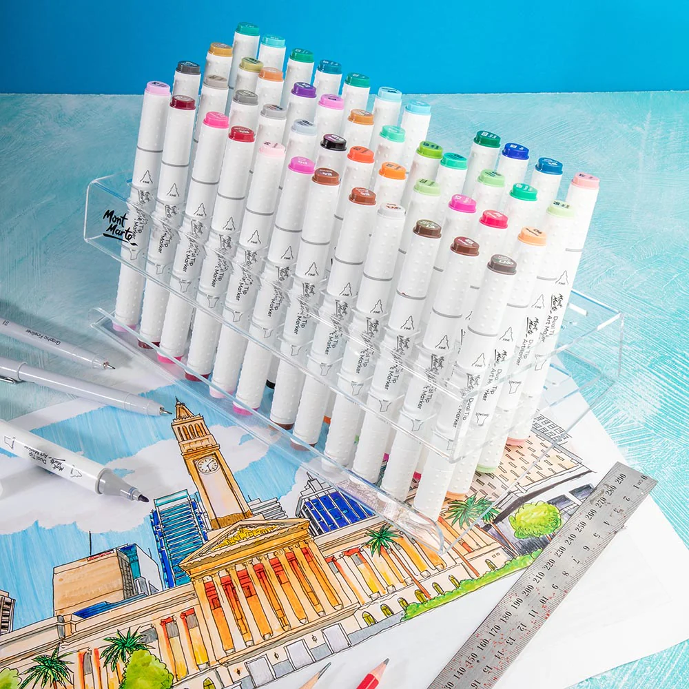 Organizador Acrílico Premium para Marcadores de 60 Compartimentos - Mont Marte - MAXX0054