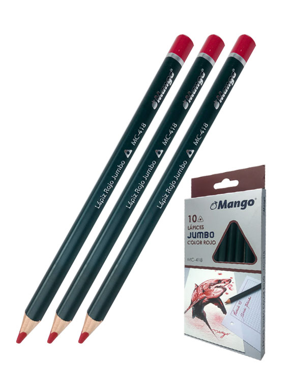 Set de 10 Lápiz Jumbo Rojo Triangular Cuerpo Verde - MC418 - MANGO