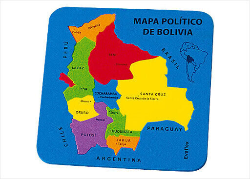 Mapa Político De Bolivia De Goma Eva 20x20 cm. 7 mm de Espesor - Evaflex