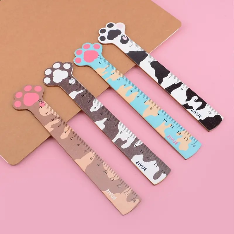 Regla De Madera Animada Patita de Gatito De 14 Cm.  - S752 - ZIYUE