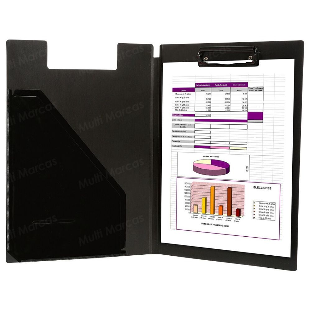 Folder/Carperta A4 Con Sujetador Superior  Color Negro - VINIFAN