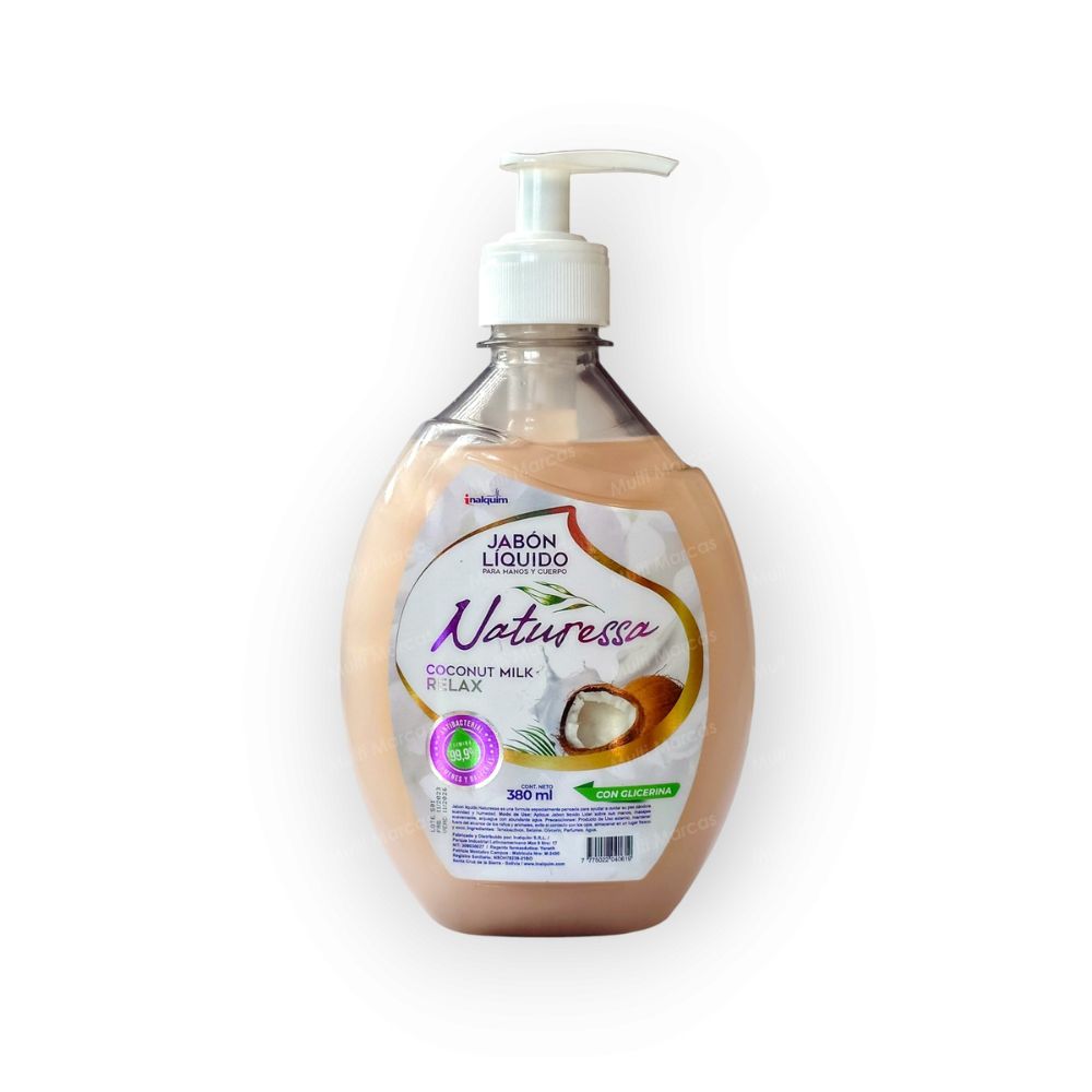 Jabón Líquido de 380 ml. con Dispensador Tipo Pico - Coconut Milk - Naturessa