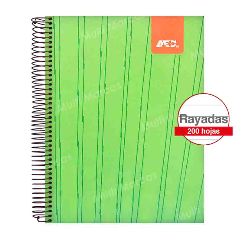 Cuaderno Espiral Carta Rayado de 200 Hojas Tapa Dura - CUAABC120 - ABC