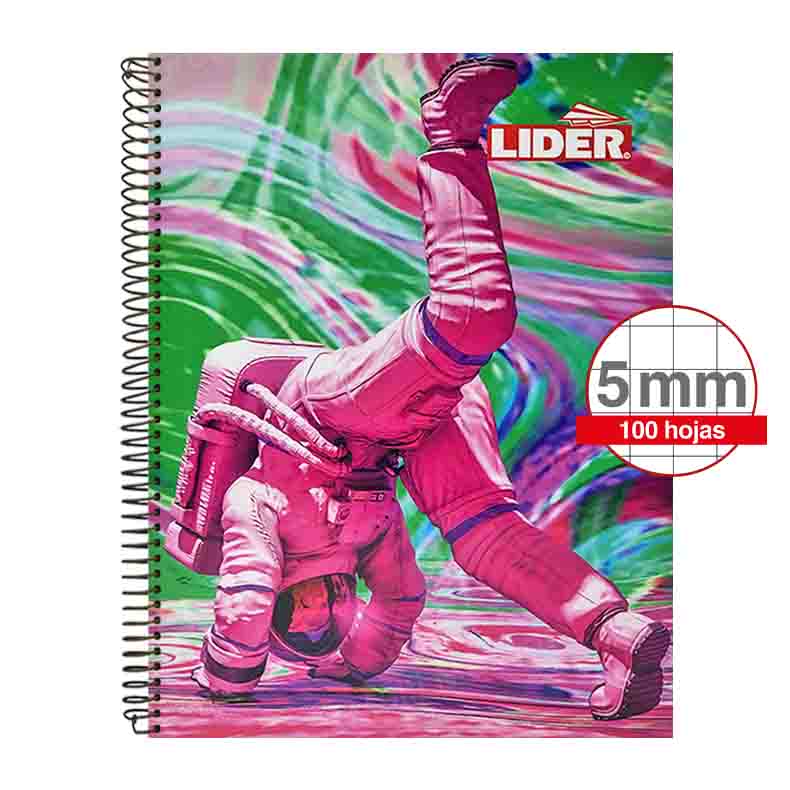 Cuaderno Espiral Plástico con Diseño Tamaño Carta Cuadricula Corriente LIDER