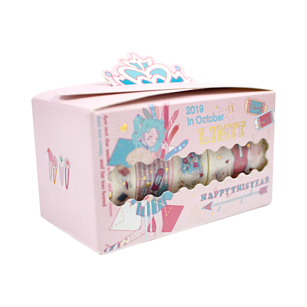Set de 5 Washi Tape (Cinta Adhesiva con diseño) en caja MPC55