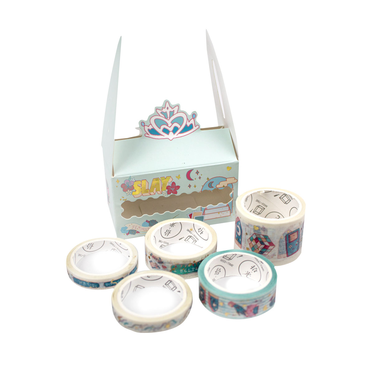 Set de 5 Washi Tape (Cinta Adhesiva con diseño) en caja MPC55