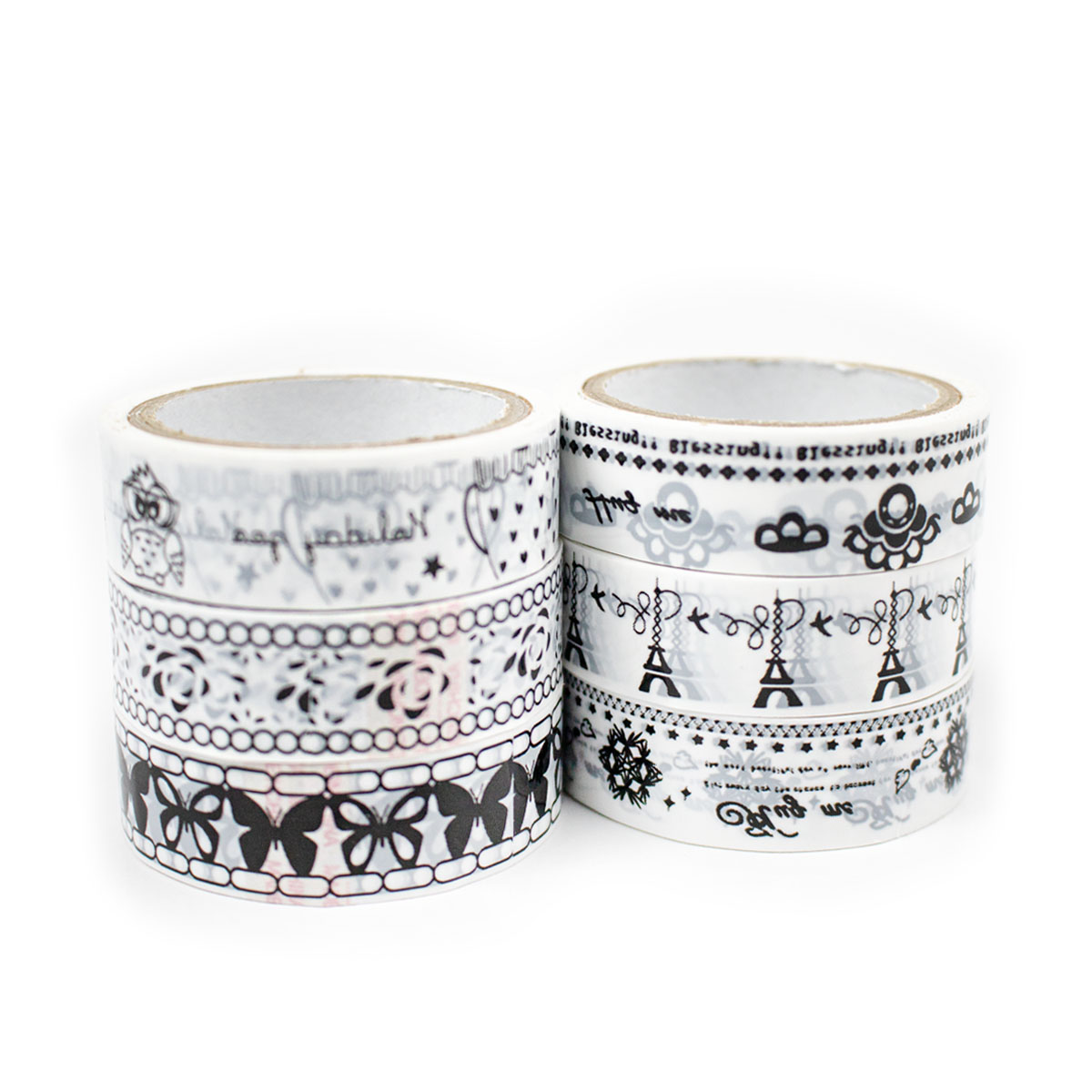 Set de 1 Washi Tape (Cinta adhesiva con diseño) blanco y negro