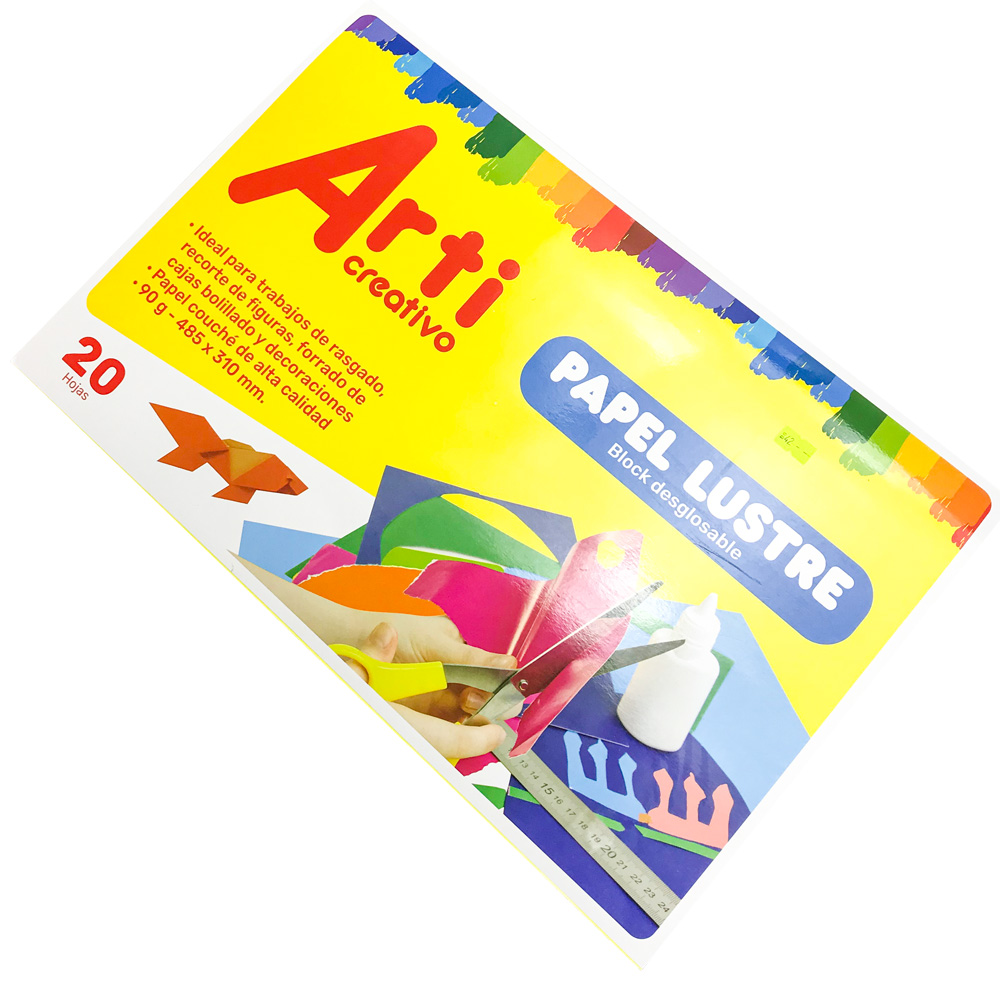 Block (Mosaico) de 20 Hojas de Papel Lustre Tamaño 48.5 x 31 cm. - 90 Gramos - ARTI