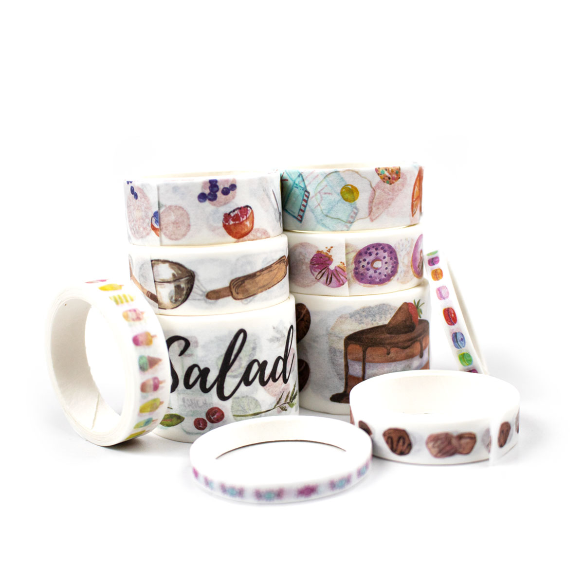 Washi Tape (Cinta Adhesiva con diseño) paquete con 8 unidades