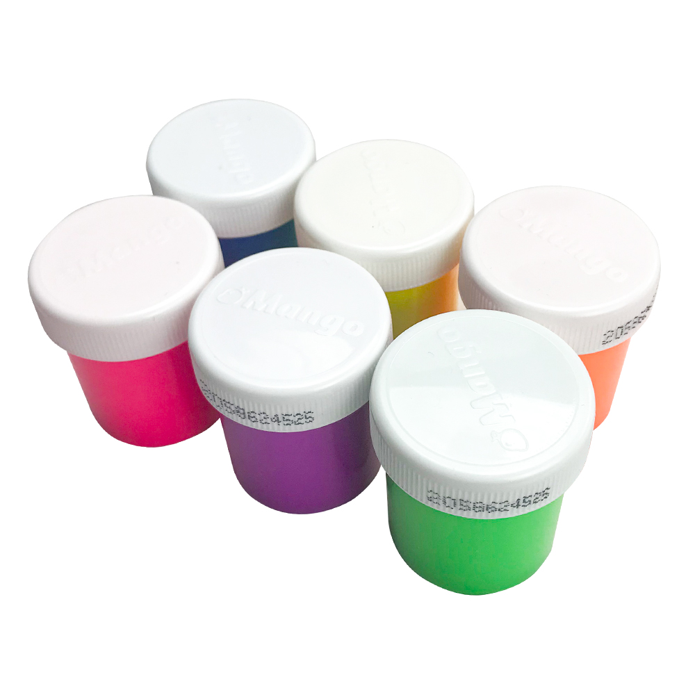 Set de 6 Botes de Pintura a Dedos Fluorescentes/Fosforescentes/Neón - 30 ml/Bote  MA503 MANGO