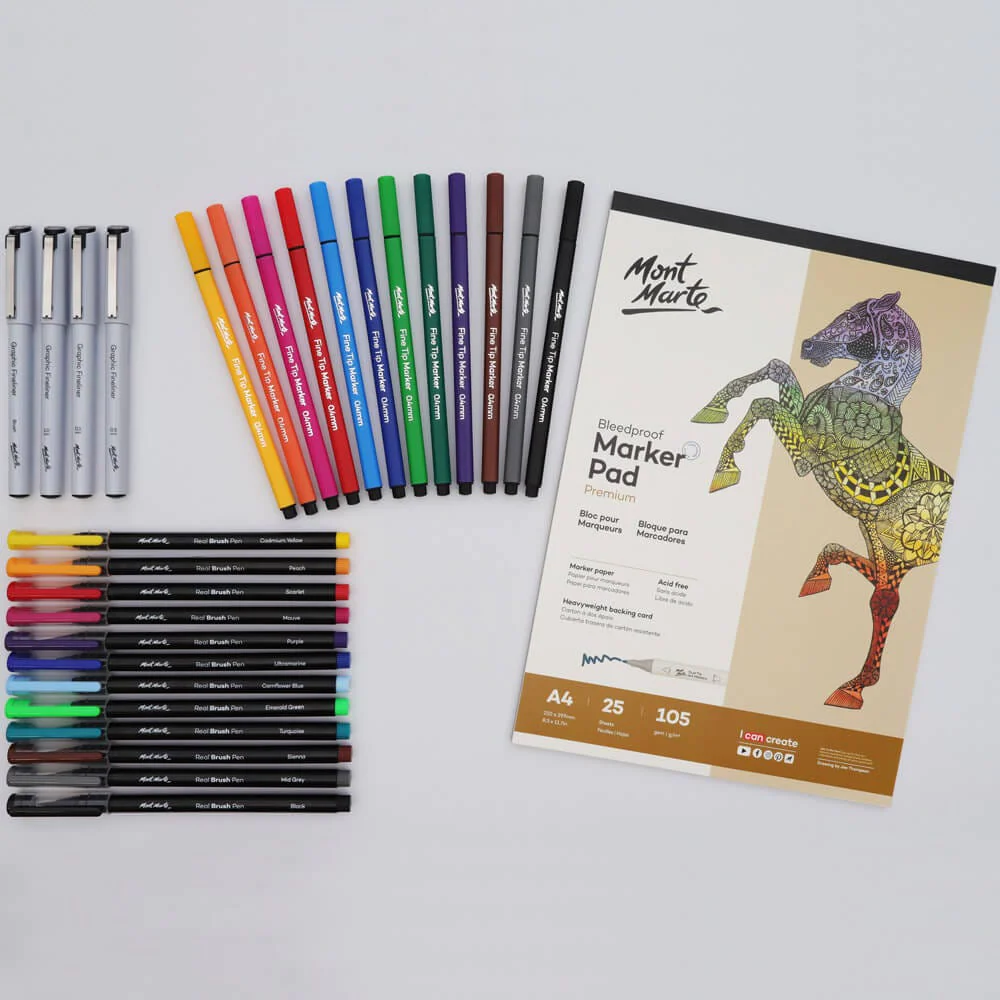 Juego de rotuladores /Marcadores de ilustración Premium 29 piezas Mont Marte MMGS0037