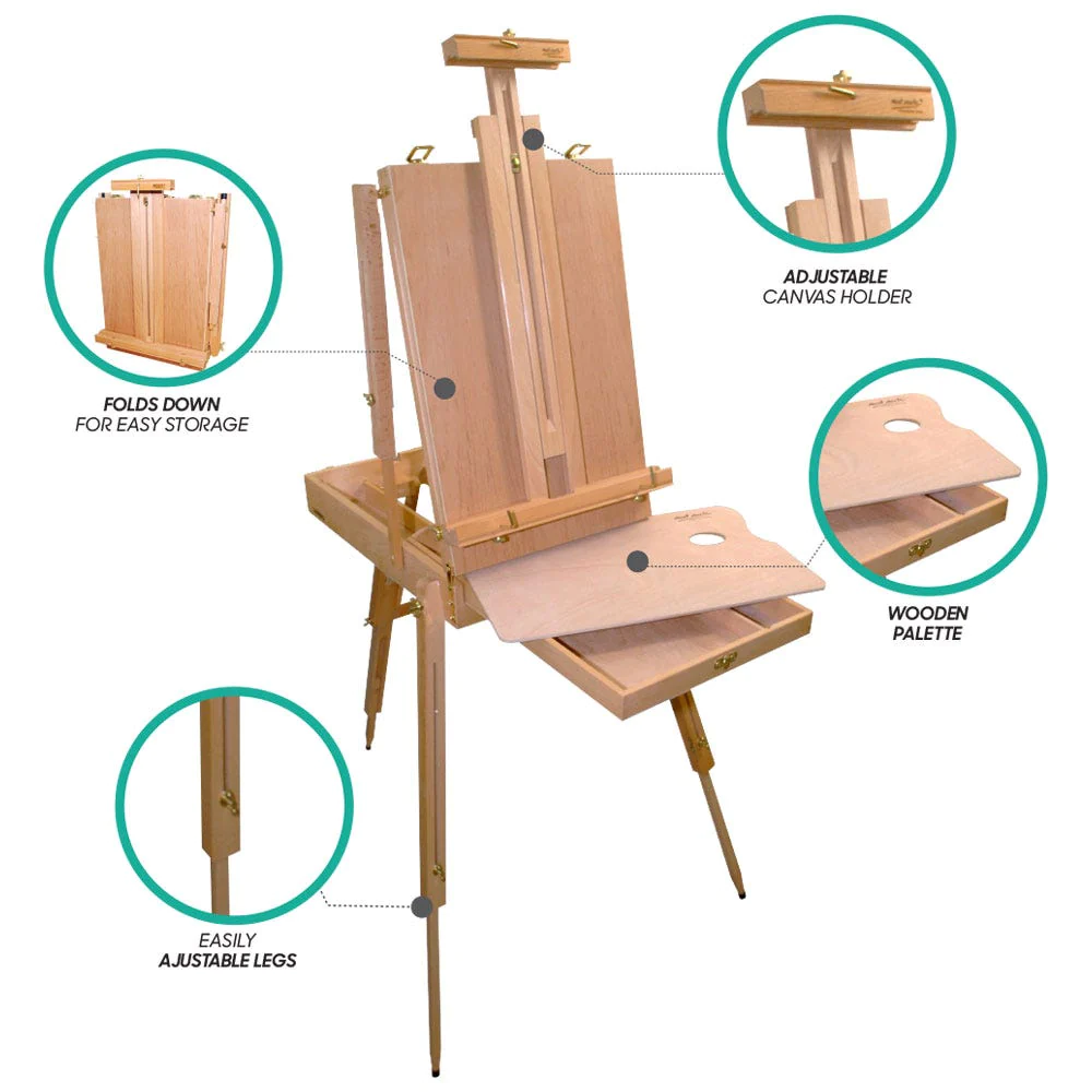 Caballete de Madera de Haya Estilo Francés Plegable y Portátil – Extra Grande Mont Marte MEA0003C