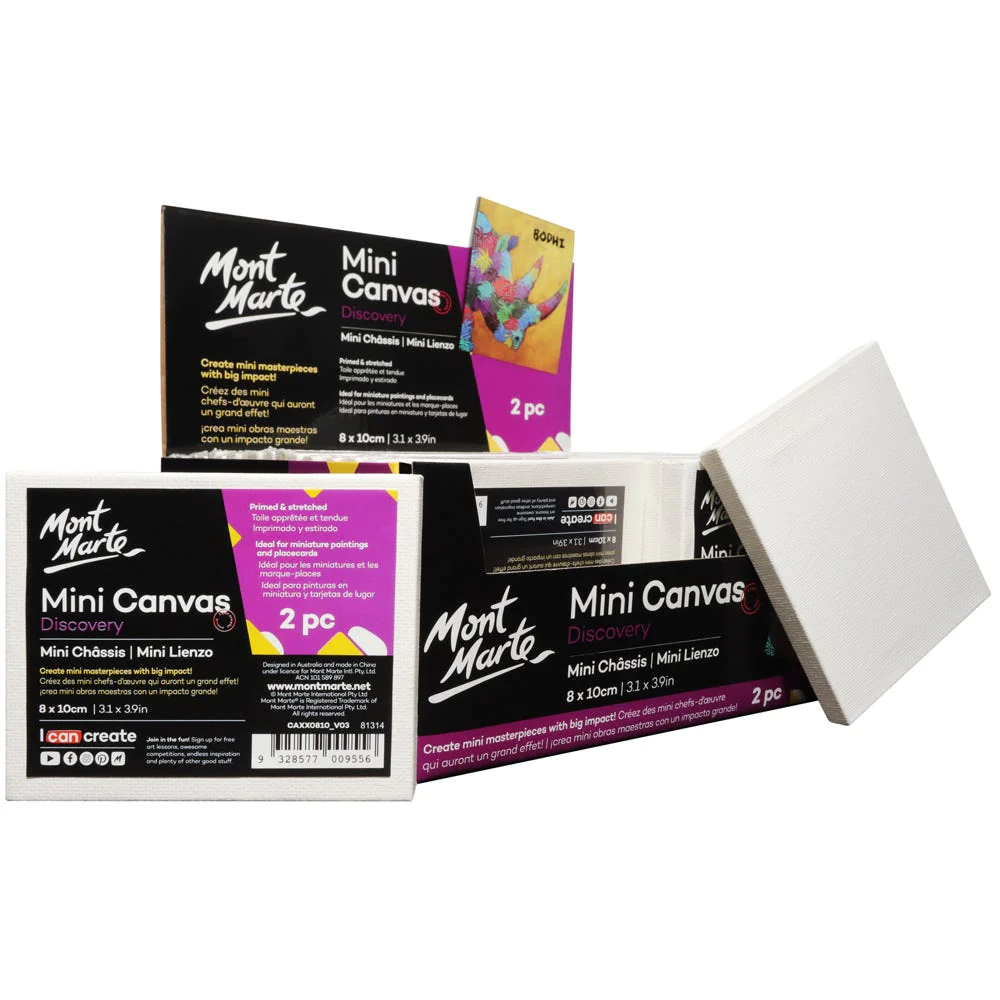 Mini Canvas Discovery 8 x 10 cm (3,1 x 3,9 pulg.) 2 piezas (Lienzo) Mont Marte CAXX0810