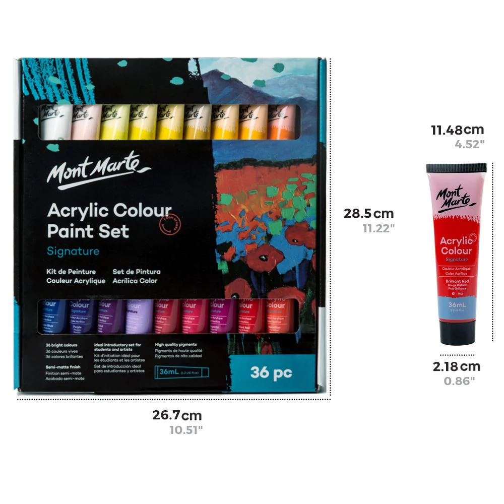 Set Pintura Acrílica Mont Marte Signature de 36 piezas x 36 ml (1,2 oz) MSCH3636
